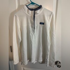 L.L. Bean White and Blue Cotton long sleeve pullover Rugby Shirt size m NWT